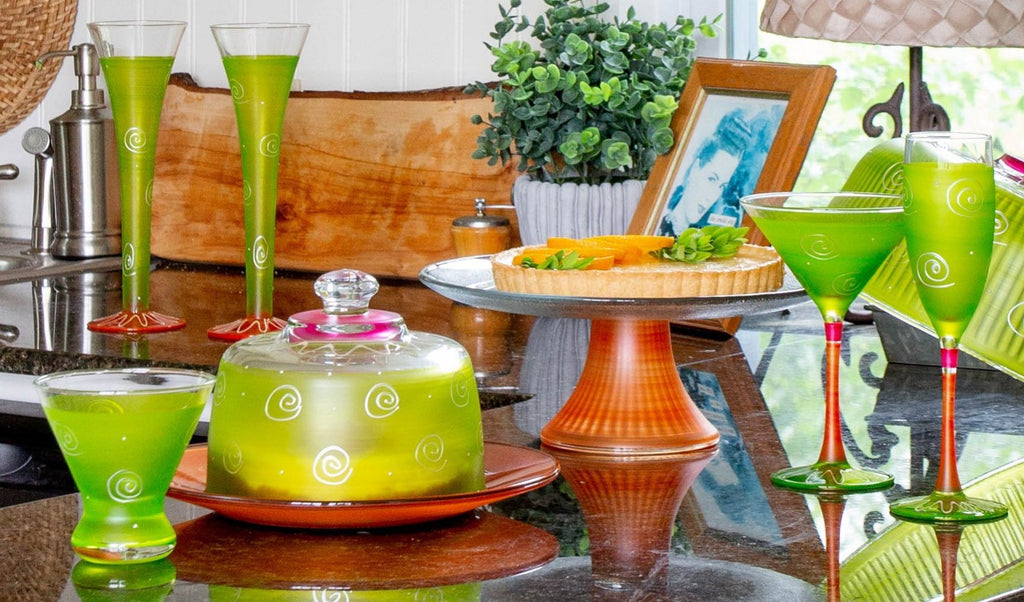 Peruvian Splendor Lt Green Cosmopolitan   Set of 2 - Golden Hill Studio