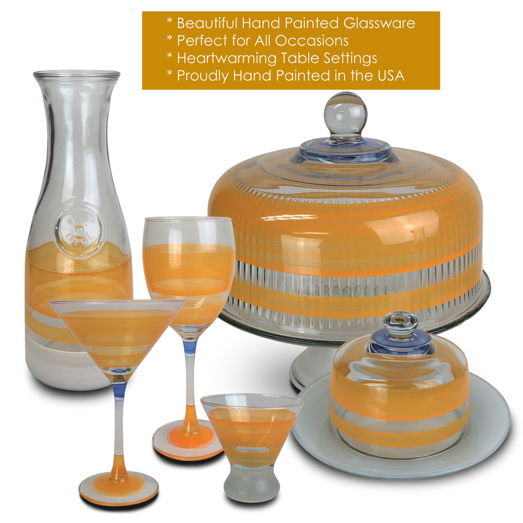 Cape Cod Cottage Stripe Orange Martini   Set of 2 - Golden Hill Studio