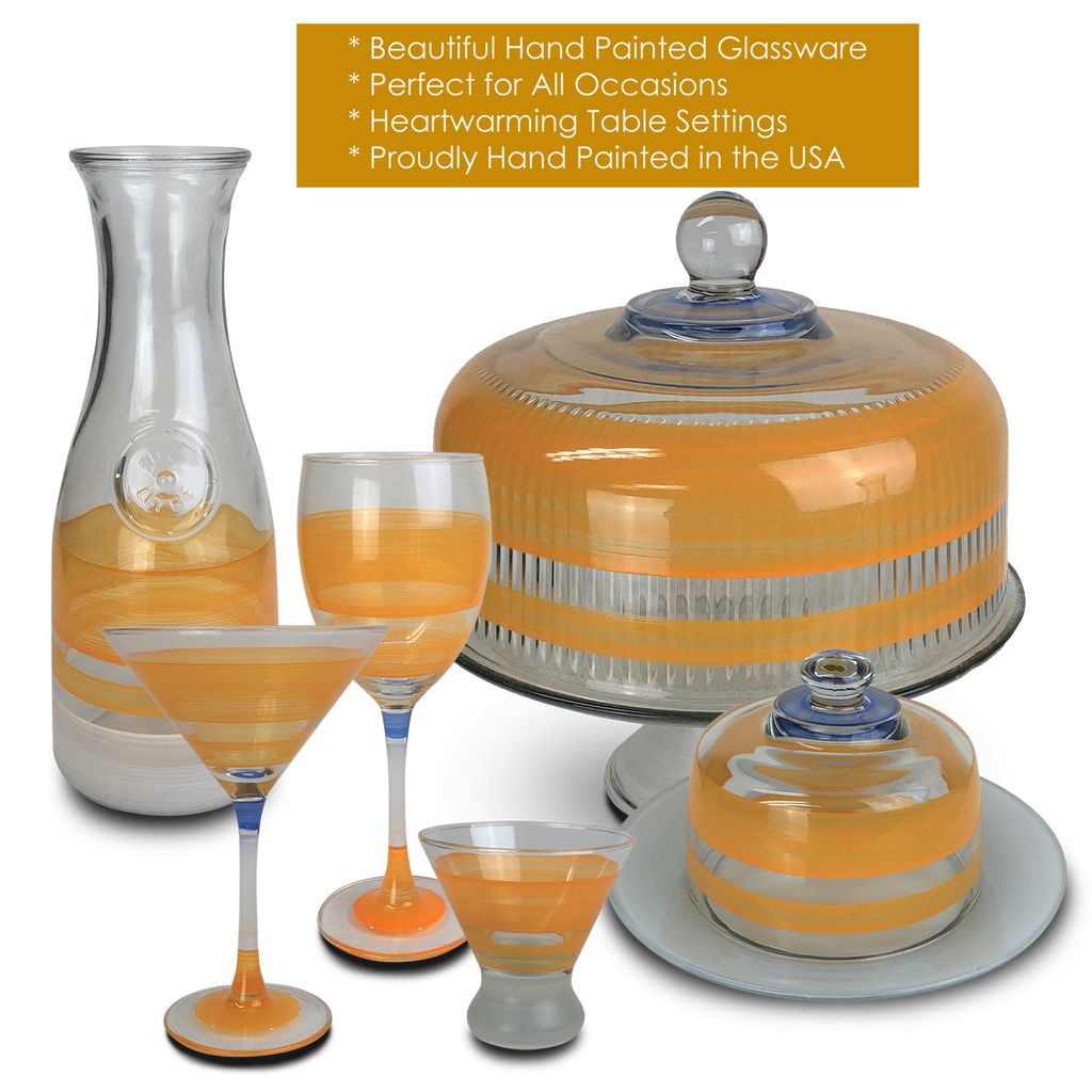 Cape Cod Cottage Stripe Orange Cheese Dome - Golden Hill Studio