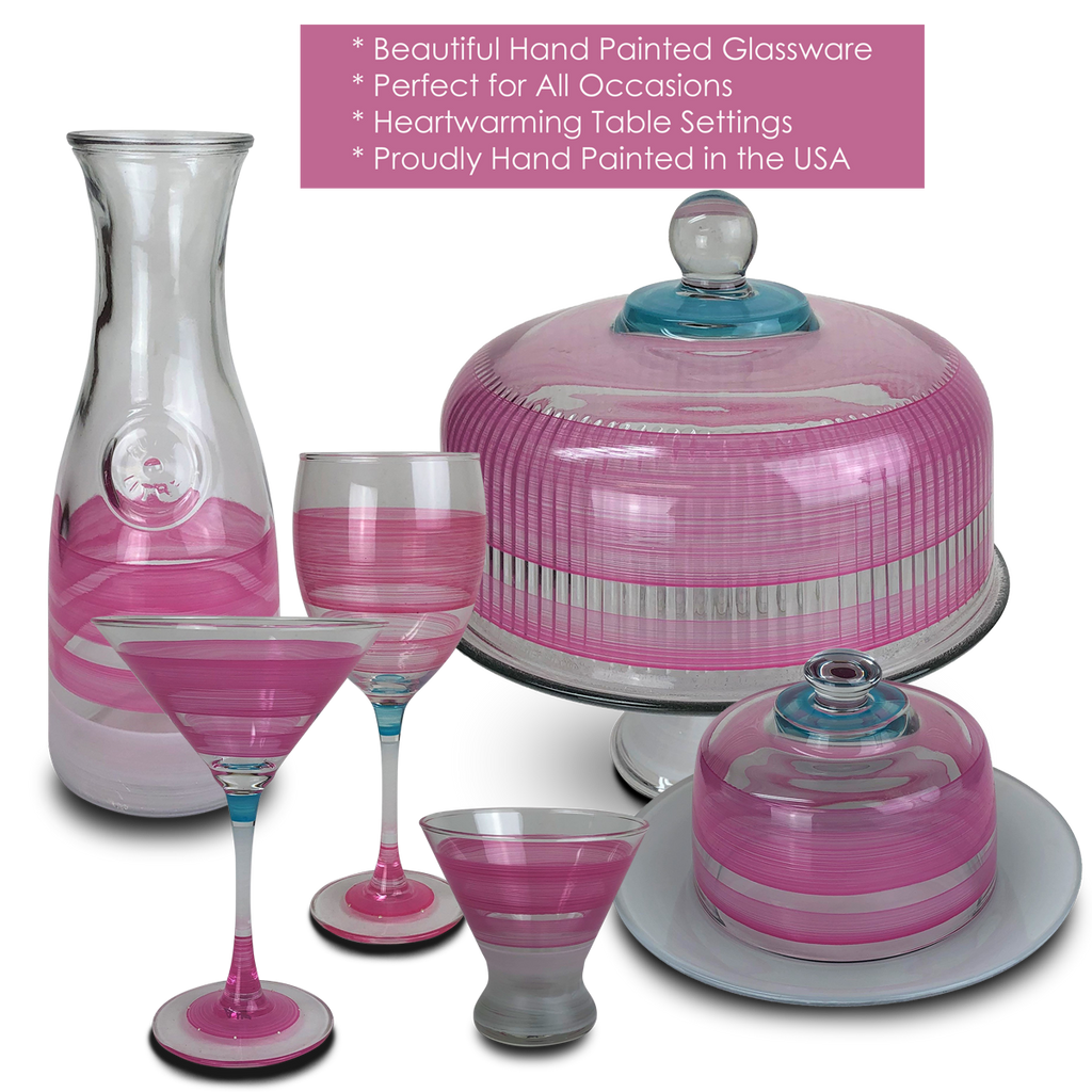 Cape Cod Cottage Stripe Pink Carafe - Golden Hill Studio