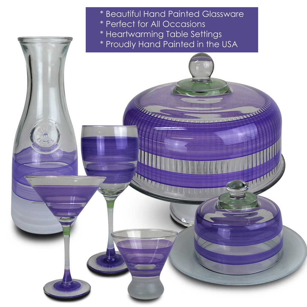 Cape Cod Cottage Stripe Purple Margarita   Set of 2 - Golden Hill Studio