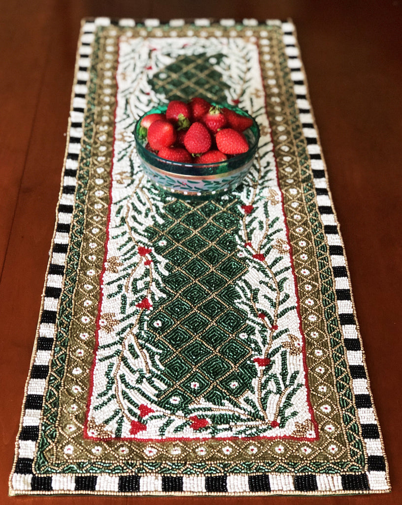 Moroccan Mosaic Forest Table Runner - Golden Hill Studio