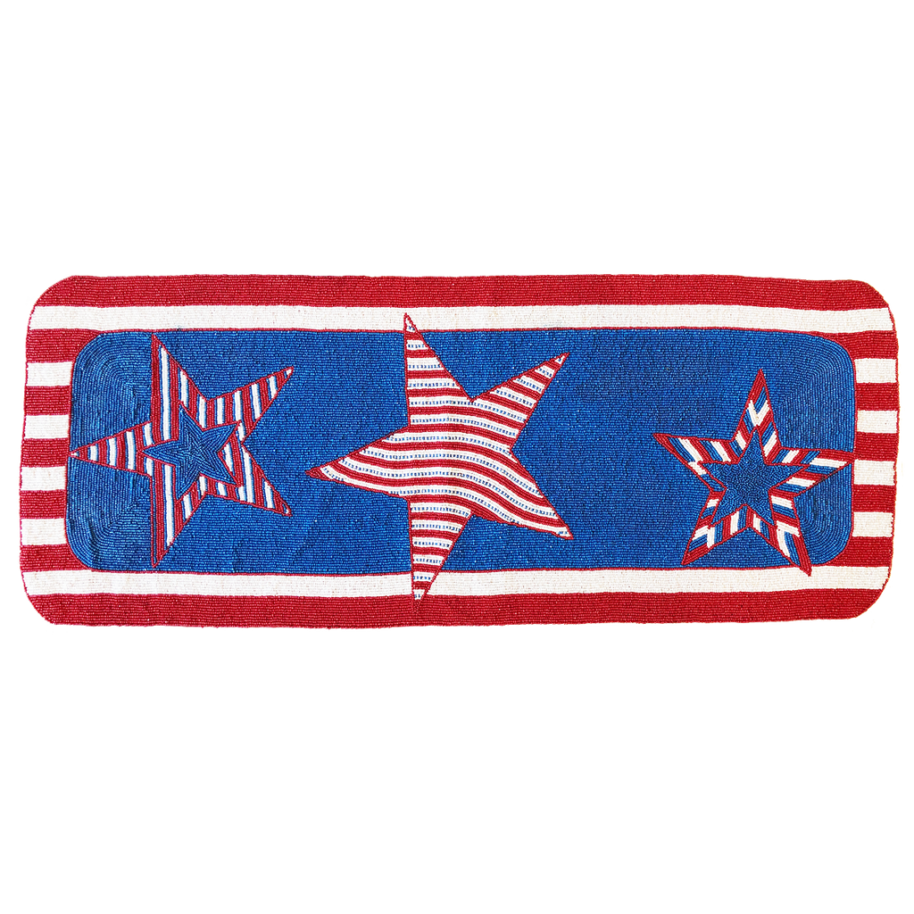 Patriotic Beaded Table Runner - Golden Hill Studio