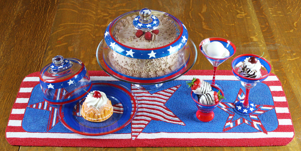 Patriotic Beaded Table Runner - Golden Hill Studio