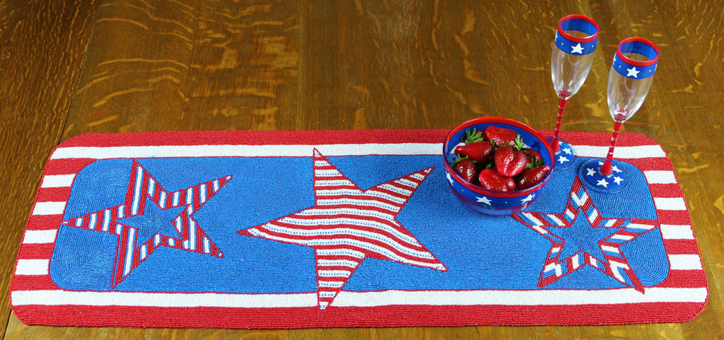 Patriotic Beaded Table Runner - Golden Hill Studio