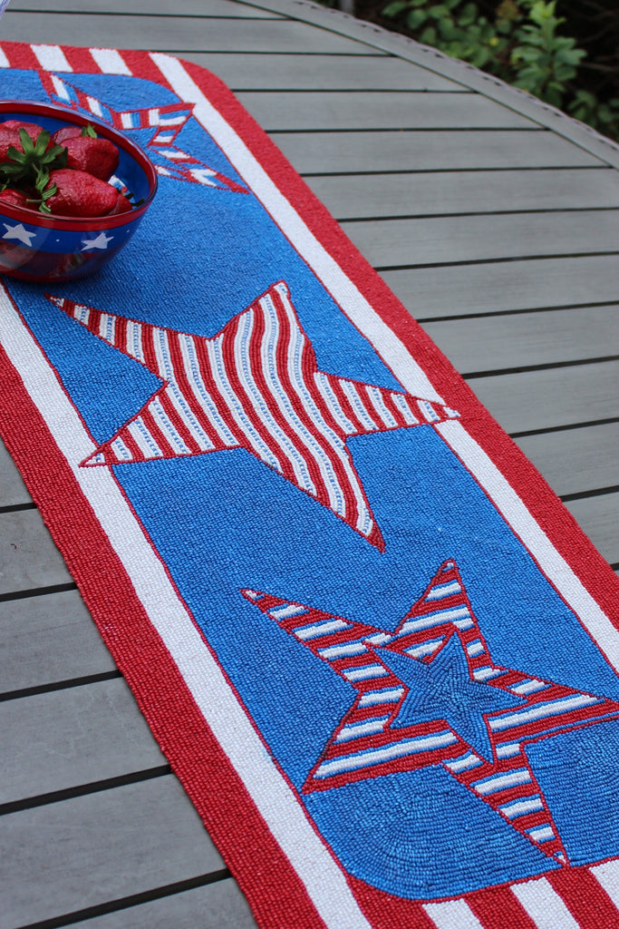 Patriotic Beaded Table Runner - Golden Hill Studio