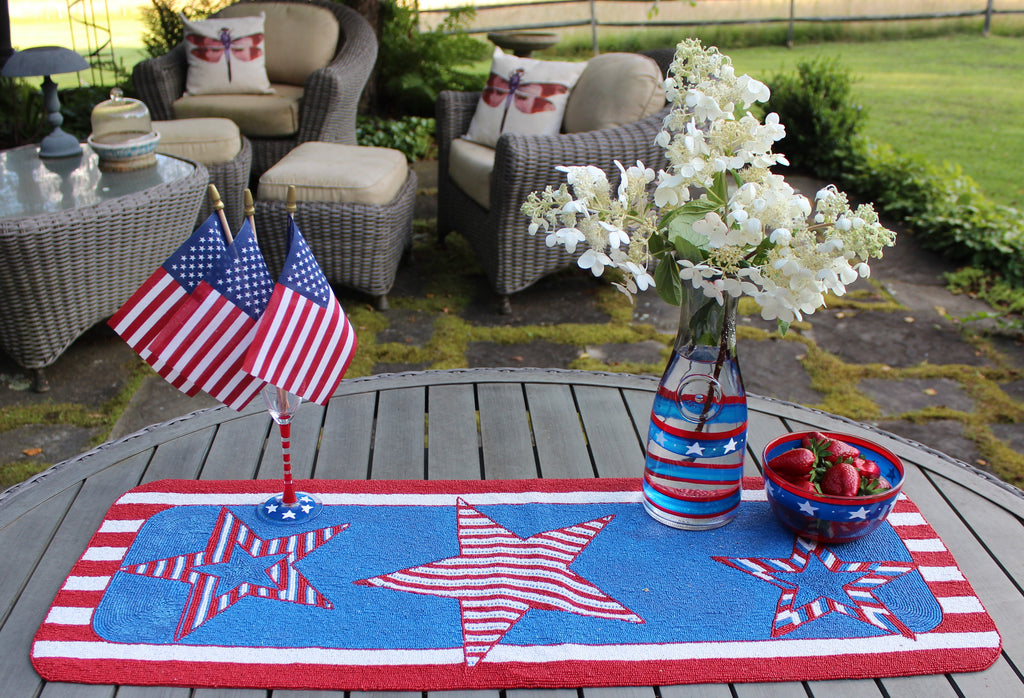 Patriotic Beaded Table Runner - Golden Hill Studio