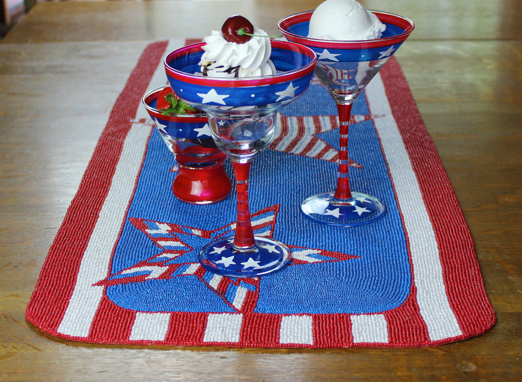 Patriotic Beaded Table Runner - Golden Hill Studio