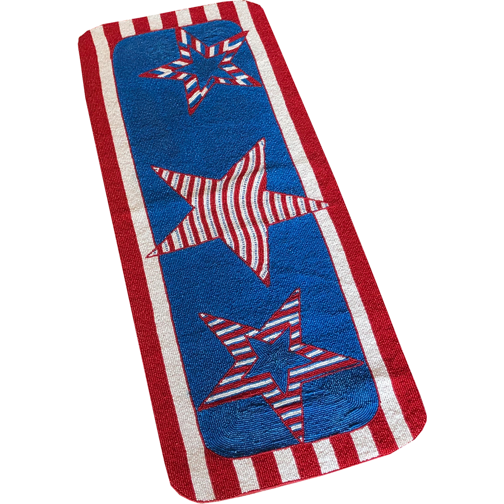 Patriotic Beaded Table Runner - Golden Hill Studio