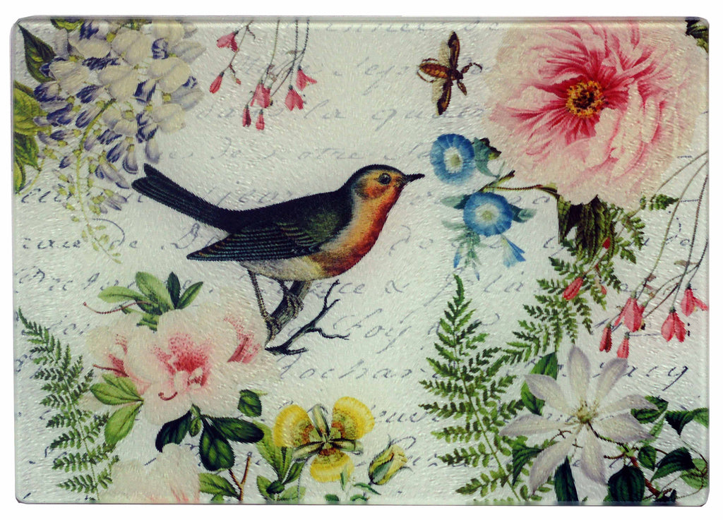 Bird & Floral Cheese Tray/Cutting Board - Golden Hill Studio