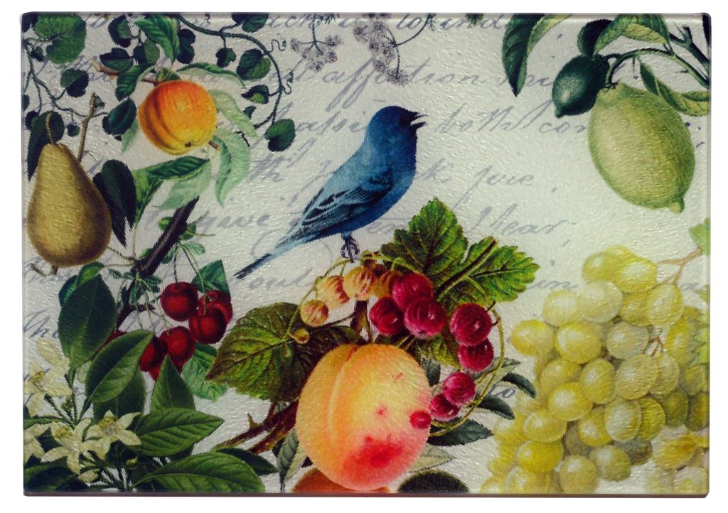 Bluebird & Fruit Cheese Tray/Cutting Board - Golden Hill Studio