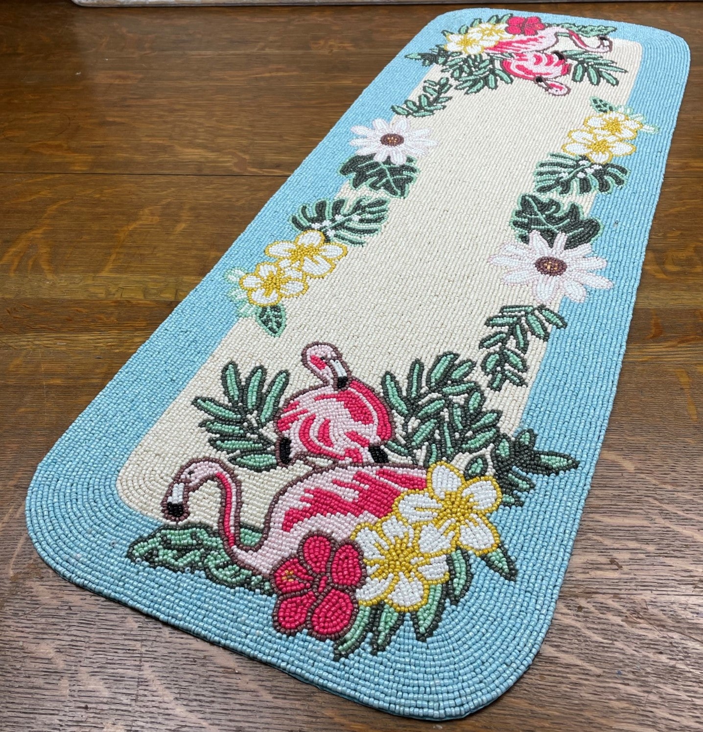 Flamingo Beaded Table Runner - Golden Hill Studio
