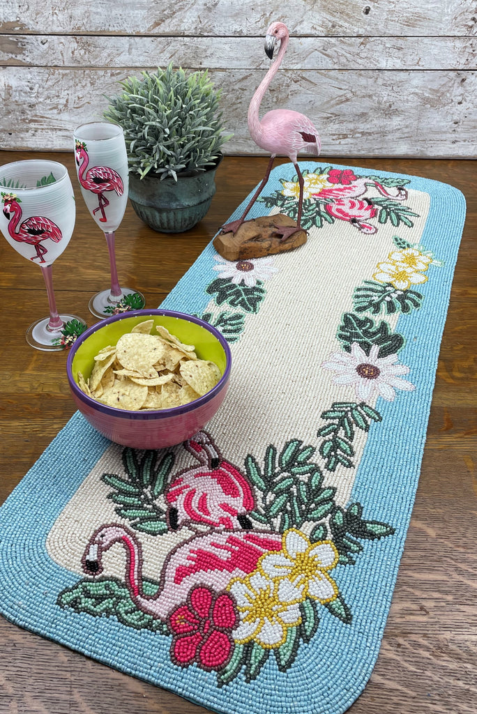 Flamingo Beaded Table Runner