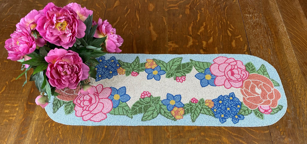 Floral Beaded Table Runner