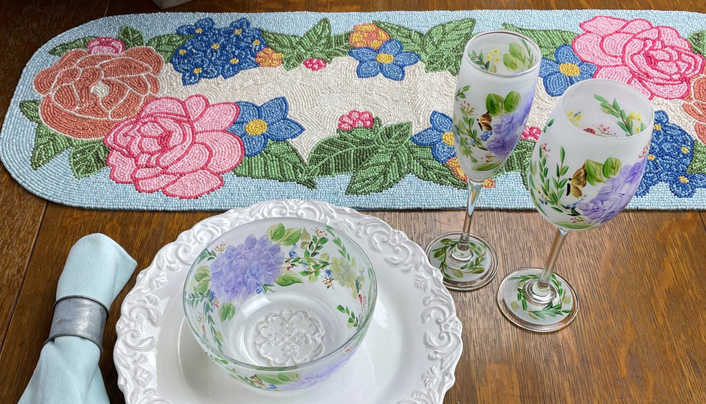 Floral Beaded Table Runner