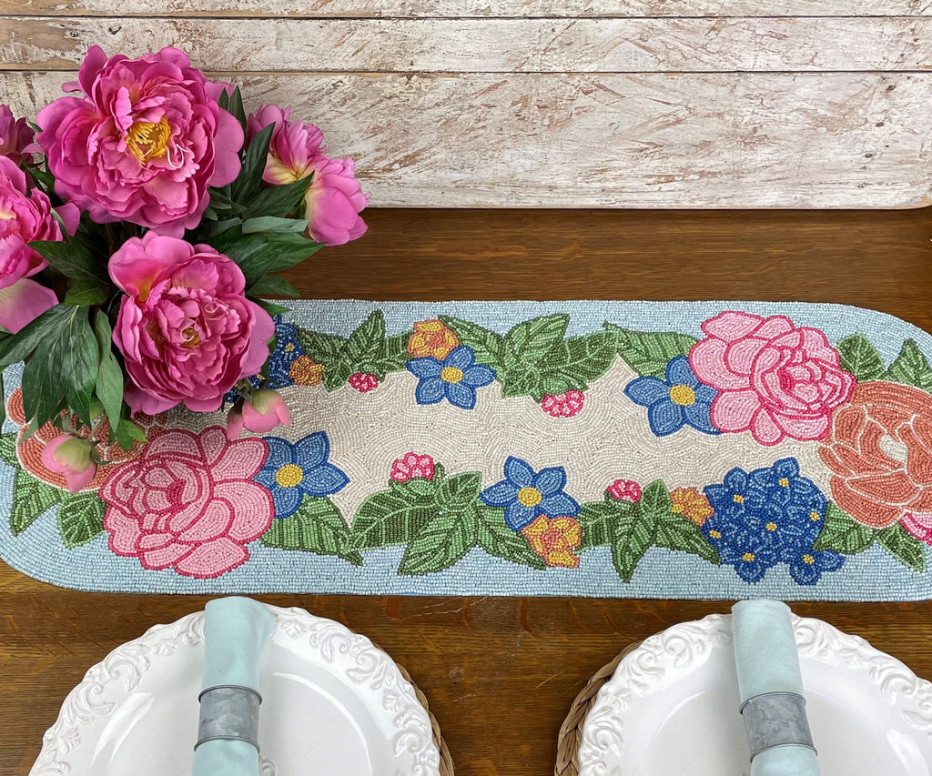Floral Beaded Table Runner
