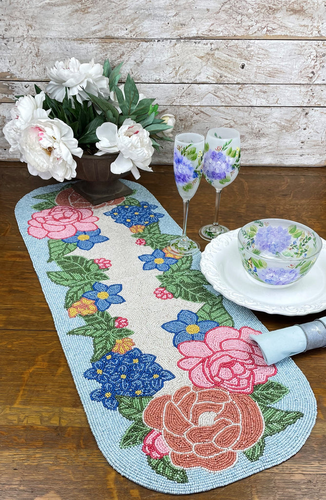 Floral Beaded Table Runner