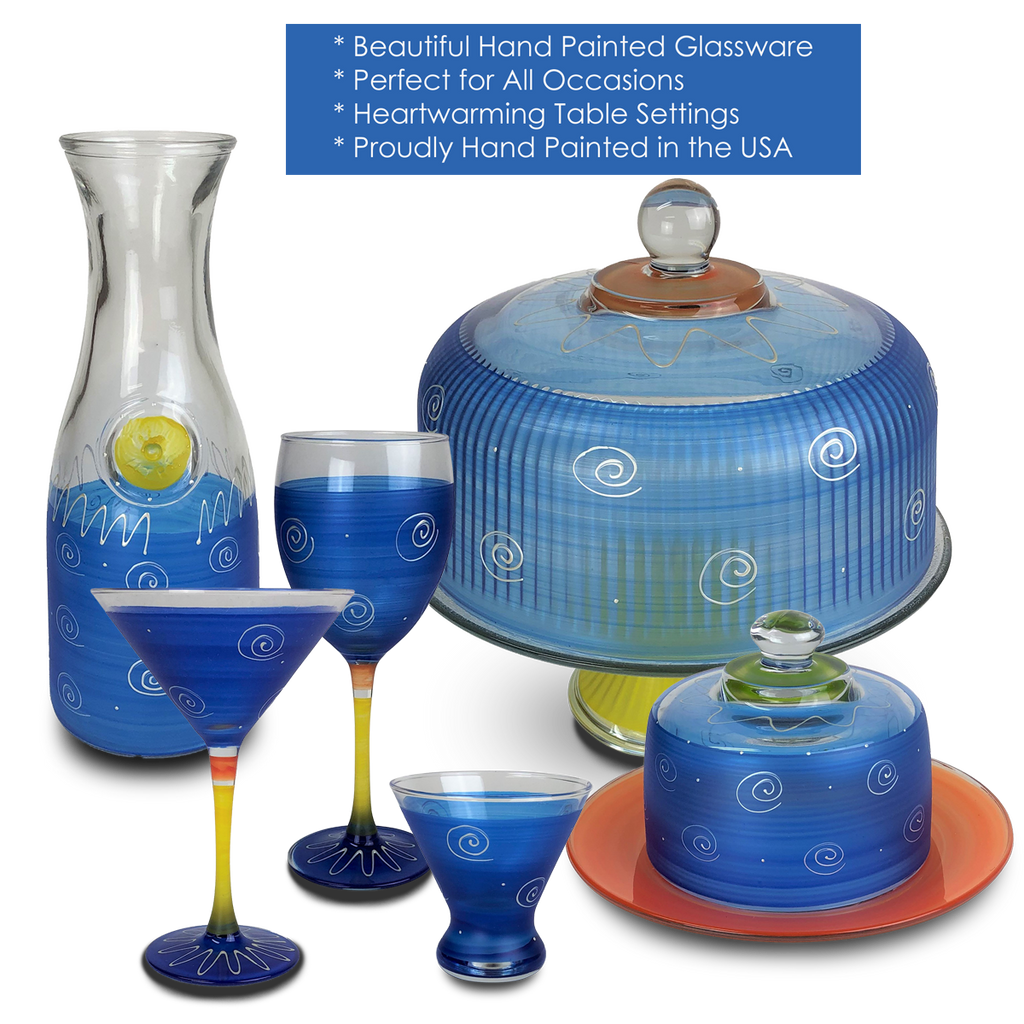 Peruvian Splendor Dk Blue Carafe - Golden Hill Studio