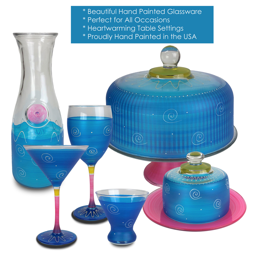 Peruvian Splendor Turquoise Martini   Set of 2 - Golden Hill Studio