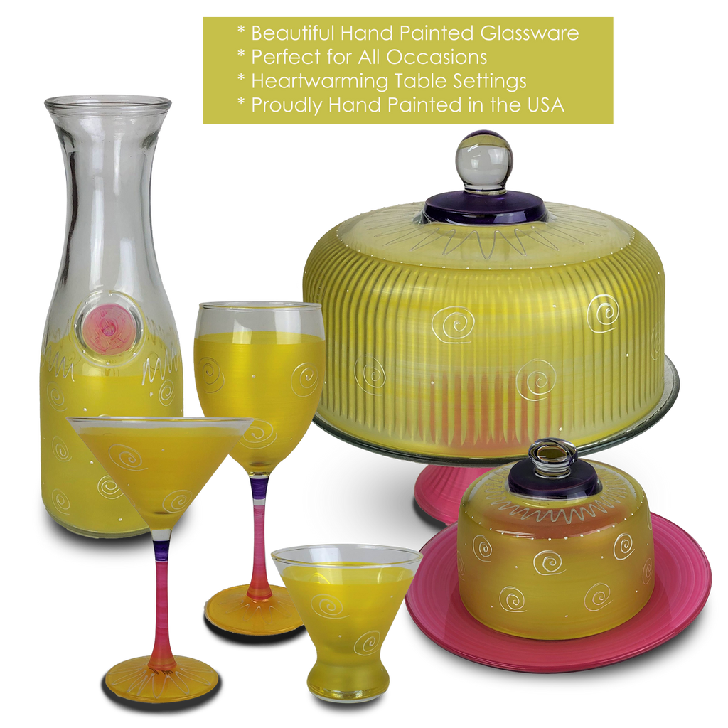 Peruvian Splendor Yellow Martini   Set of 2 - Golden Hill Studio