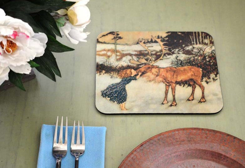Gerta & the Reindeer Hot Pads/Mouse Pads - Golden Hill Studio