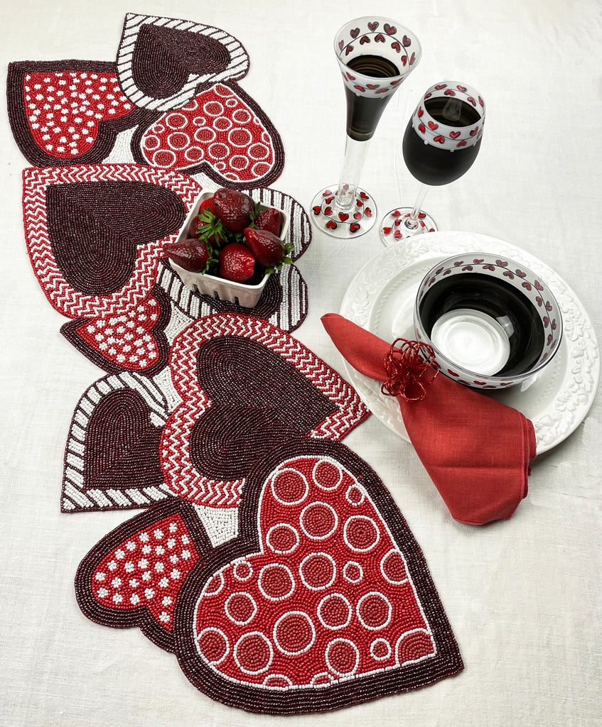 Hearts Beaded Table Runner