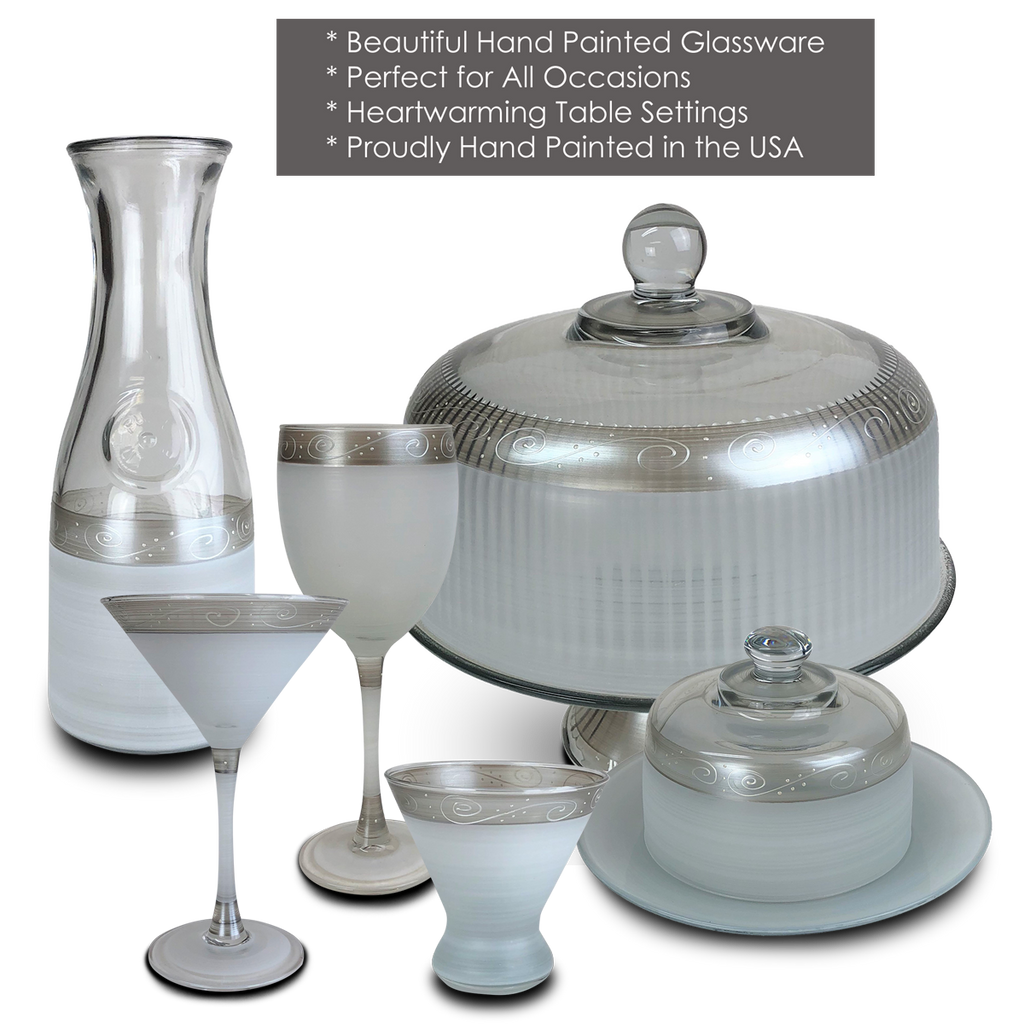 Heirloom White/Pewter Swirl Martini   Set of 2 - Golden Hill Studio