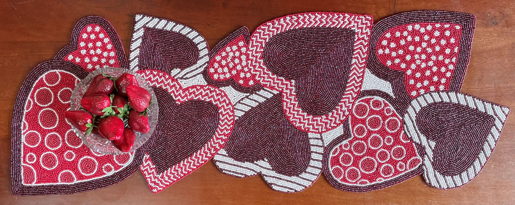 Hearts Beaded Table Runner