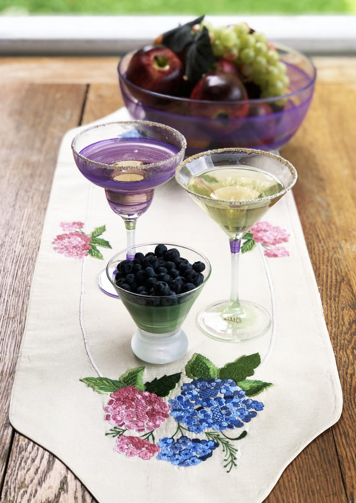Cape Cod Cottage Stripe Purple Margarita   Set of 2 - Golden Hill Studio