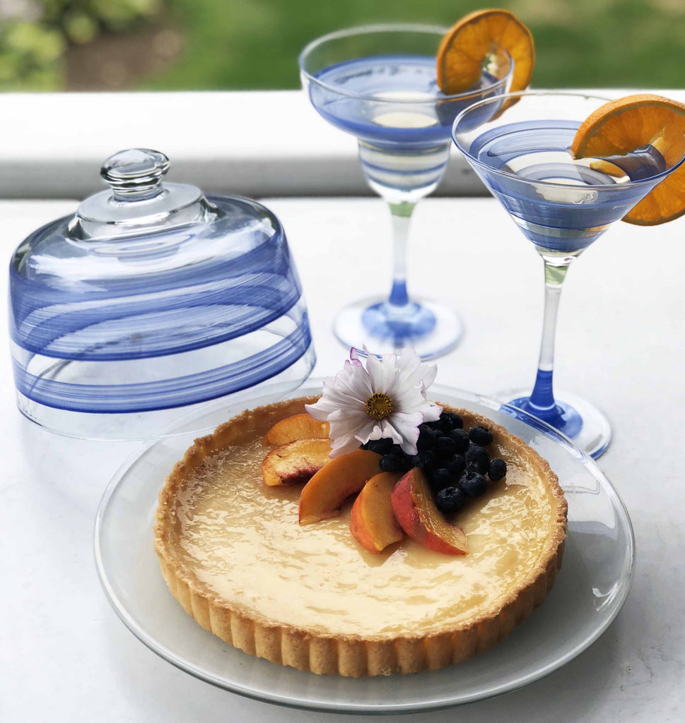 Cape Cod Cottage Stripe Blue Cheese Dome - Golden Hill Studio