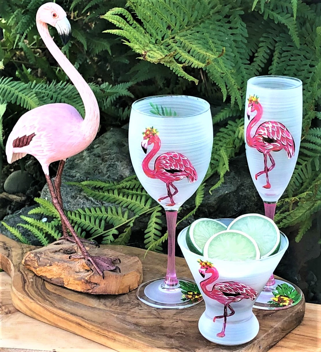 Gourmet Art 2-Piece Flamingo 20 oz. Durable Acrylic Plastic Wine