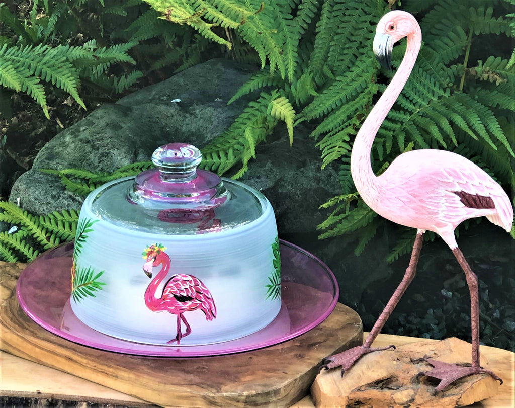 Flamingo Fun Cheese Dome - Golden Hill Studio