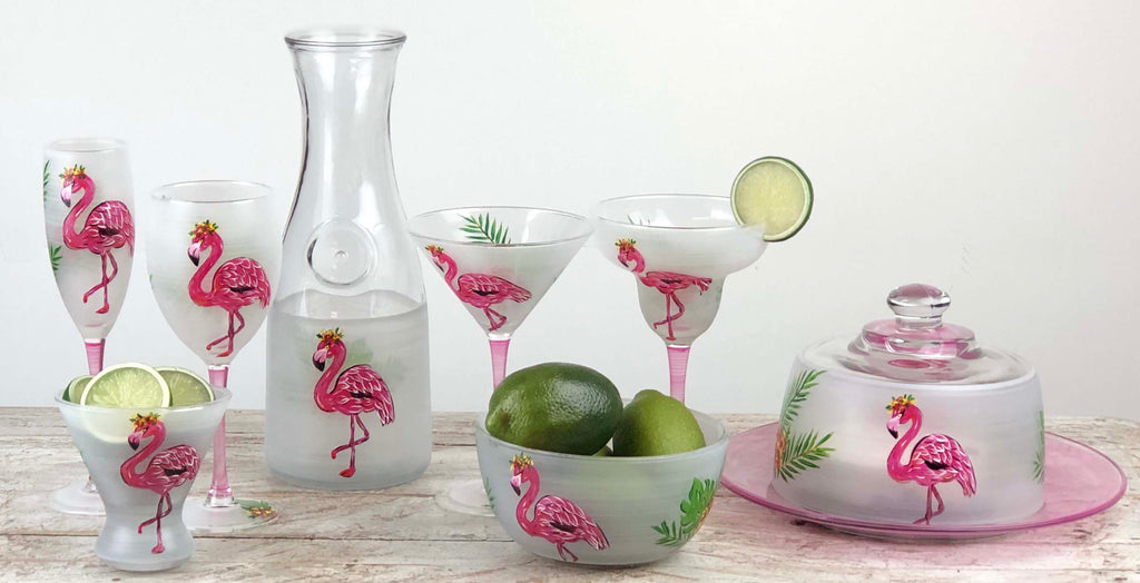 Flamingo Fun Martini S/2 - Golden Hill Studio