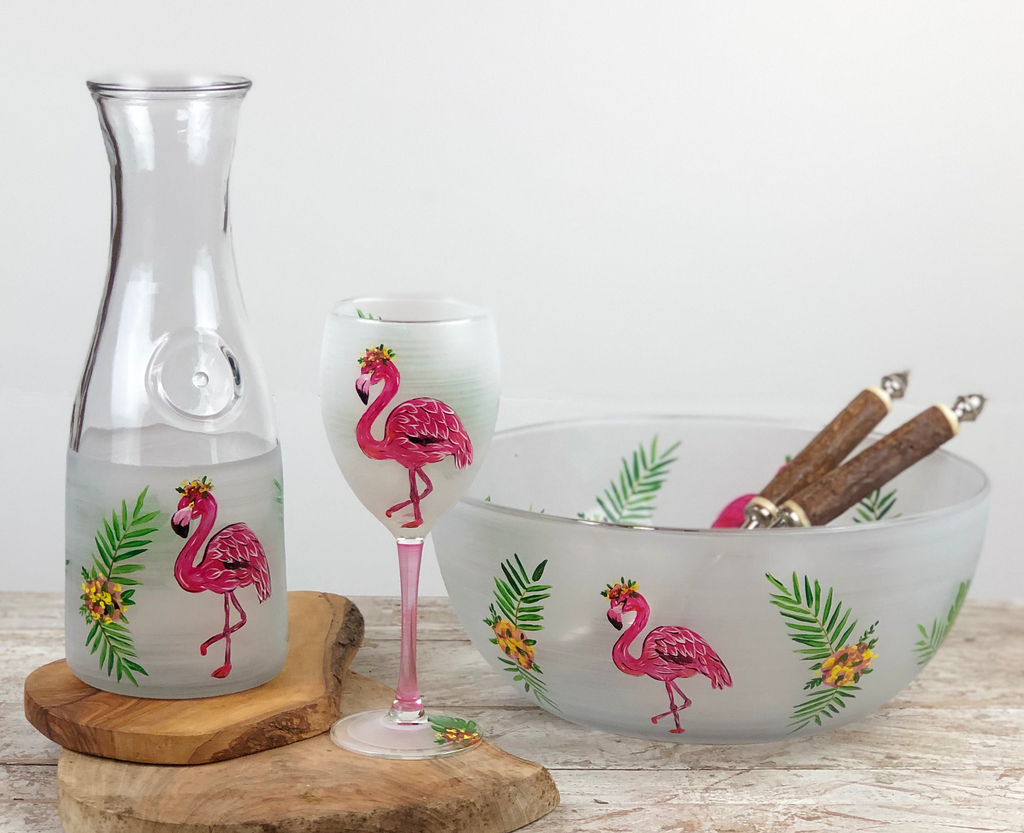Flamingo Fun Carafe - Golden Hill Studio