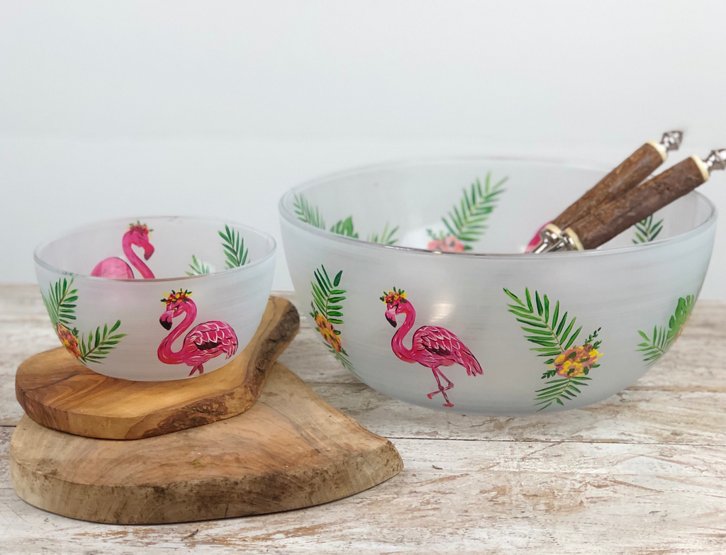 Flamingo Fun 11" Bowl - Golden Hill Studio