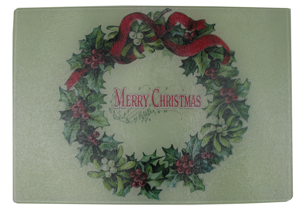 Merry Christmas Wreath Cheese Tray/Cutting Board - Golden Hill Studio
