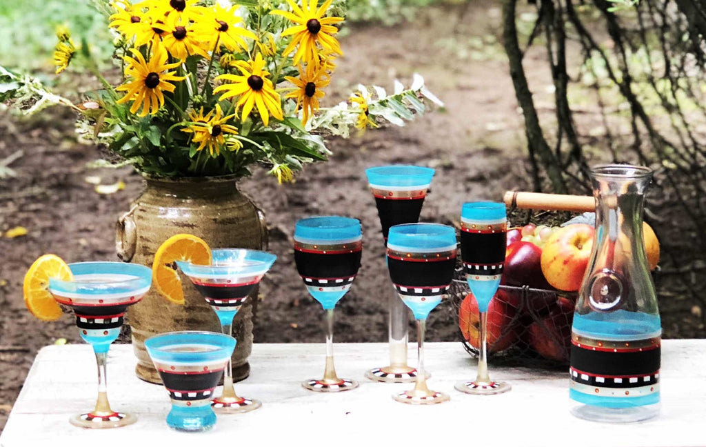 Moroccan Mosaic Chalk Wine   S/2 - Golden Hill Studio