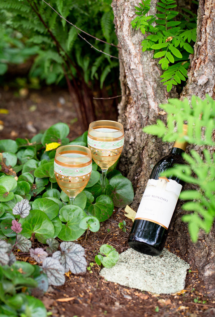 Moroccan Mosaic Gold Wine   S/2 - Golden Hill Studio