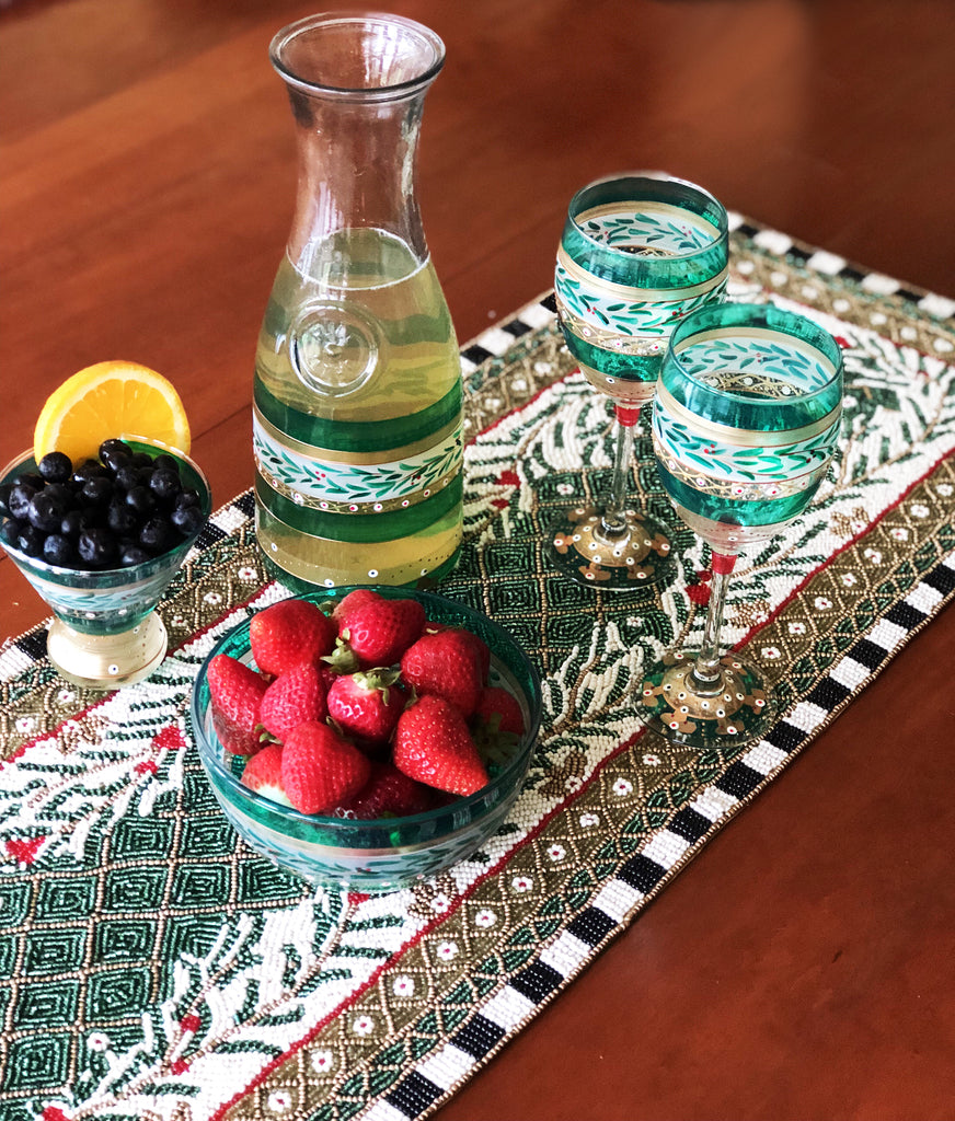 Moroccan Mosaic Forest Table Runner - Golden Hill Studio