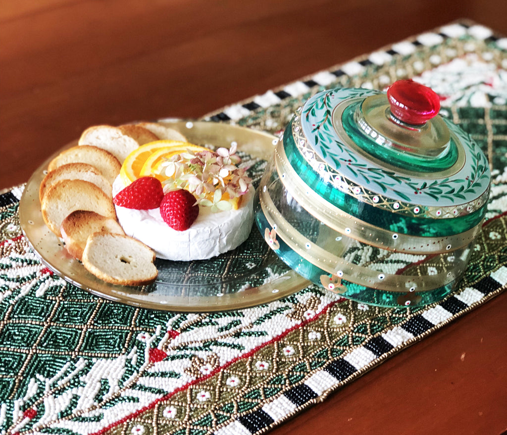 Moroccan Mosaic Forest Cheese Dome - Golden Hill Studio