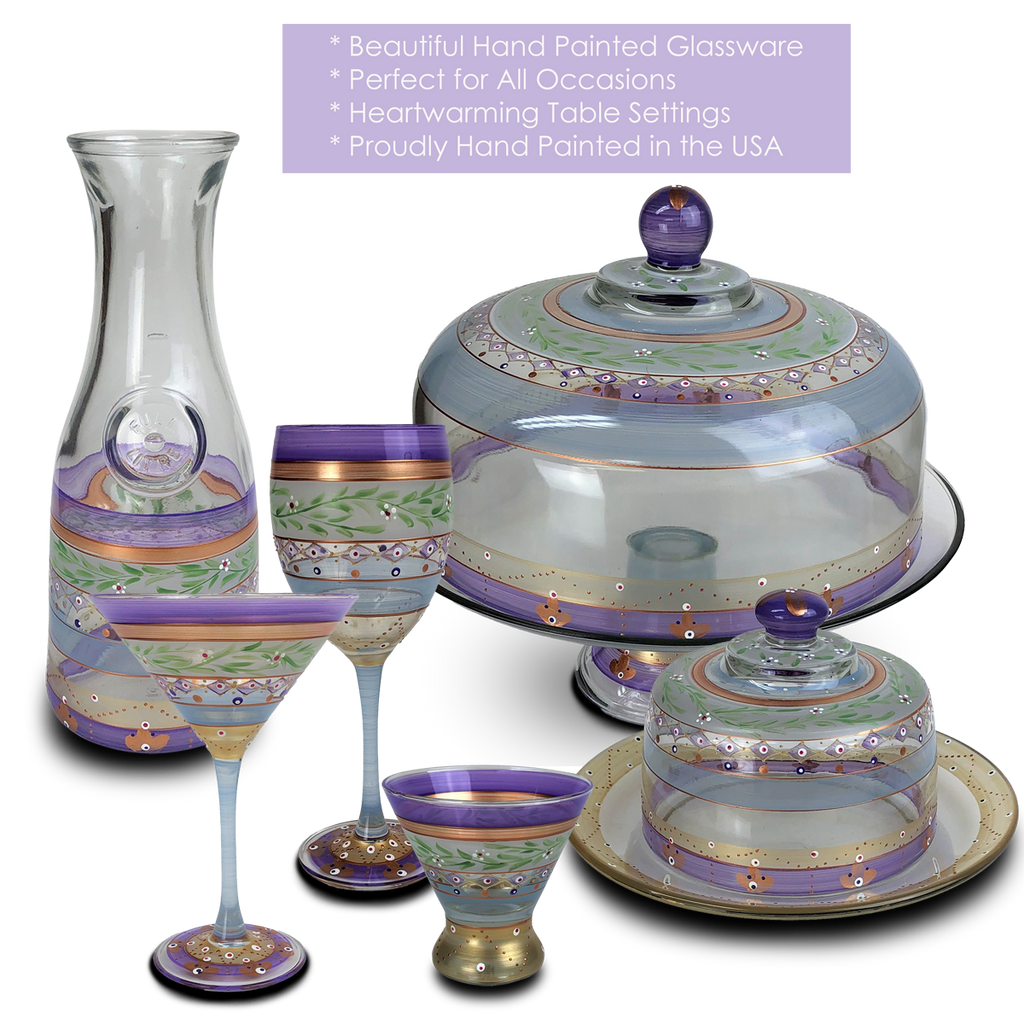 Moroccan Mosaic Lilac Lg Cake Dome - Golden Hill Studio