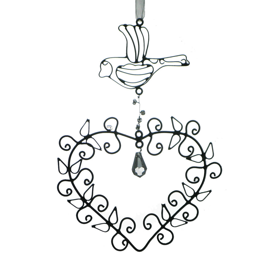 Rusted Wire Heart w/Dove on Top - Golden Hill Studio