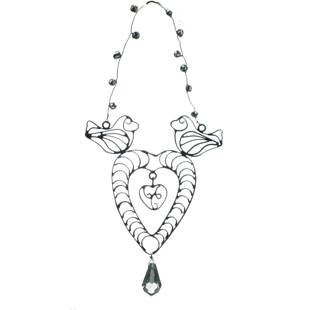 Rusted Wire Heart Within a Heart/2 Birds - Golden Hill Studio
