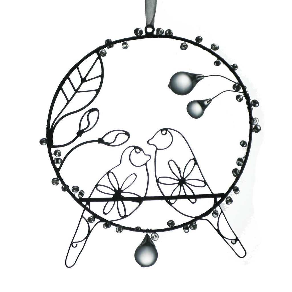 Rusted Wire Circle/2 Birds - Golden Hill Studio