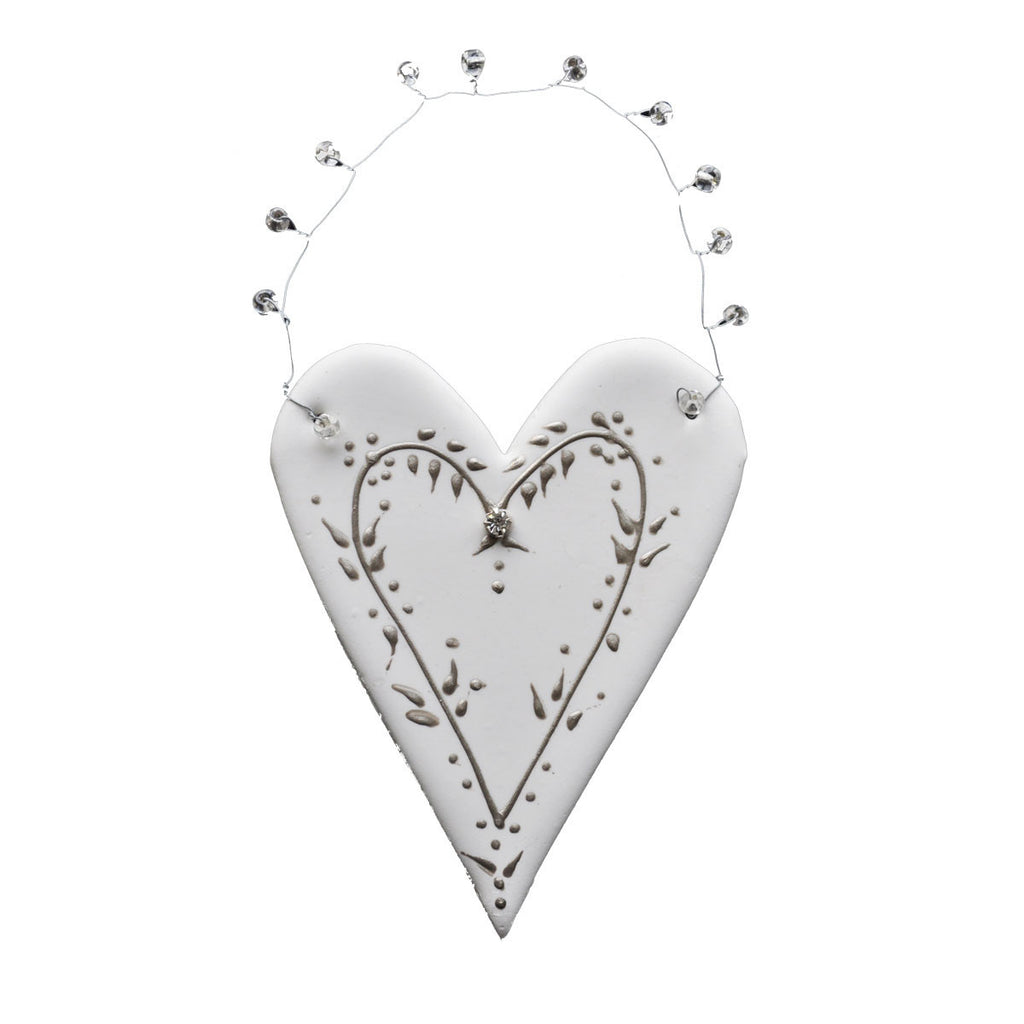 Clay Heart w/Pewter Vine - Golden Hill Studio