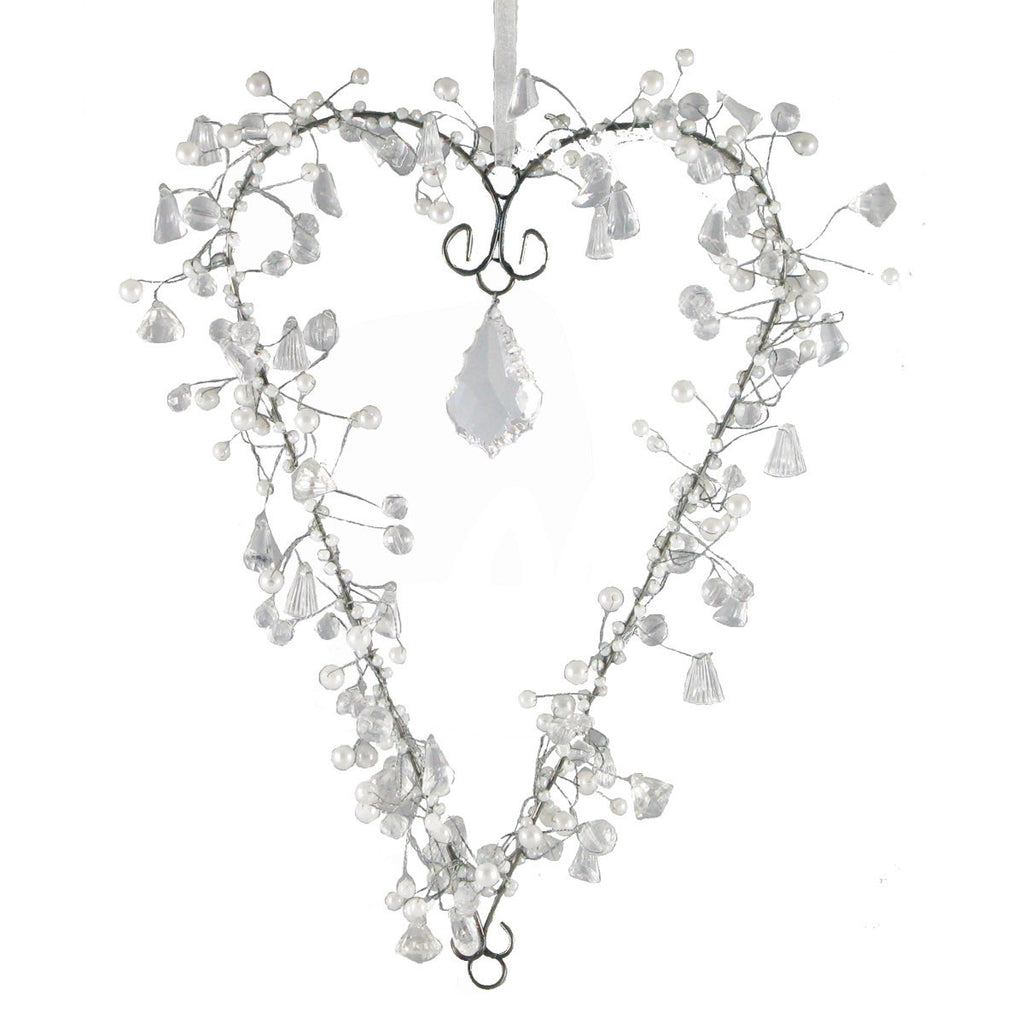 Beaded Heart with Crystal - Golden Hill Studio