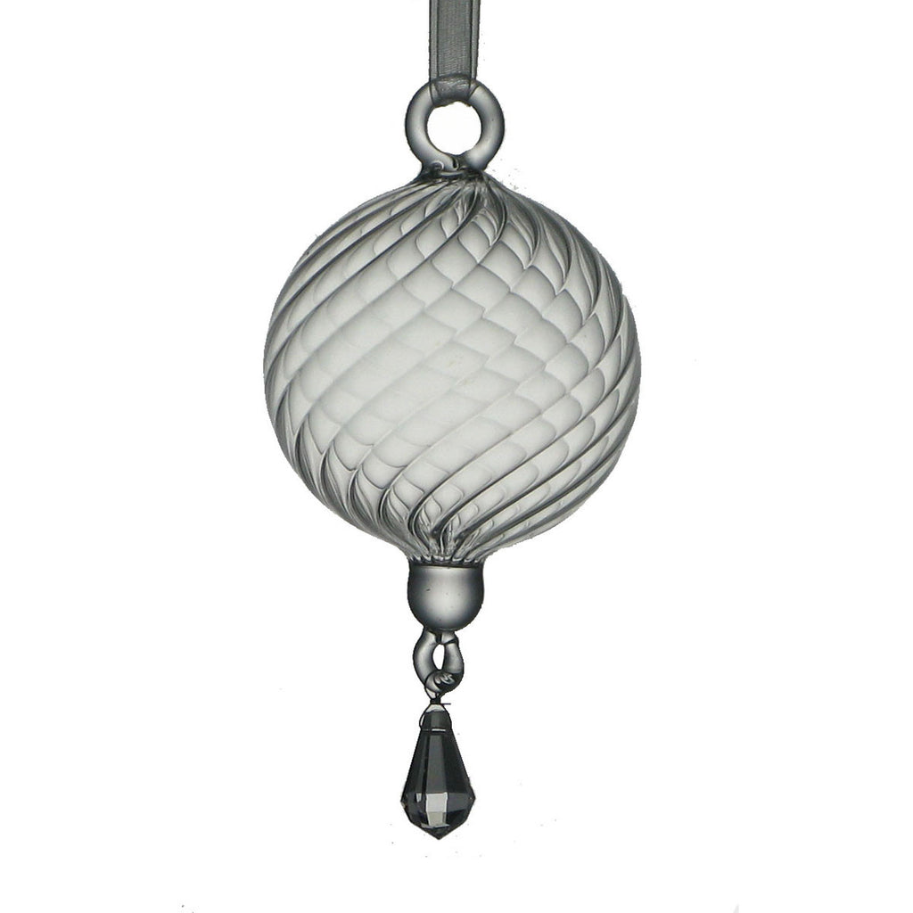 Ribbed Glass Ornament/Crystal Drop - Golden Hill Studio