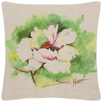 Polynesian White Peony Throw Pillow  18"x18" - Golden Hill Studio