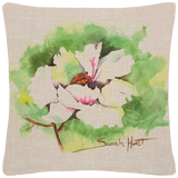 Polynesian White Peony Throw Pillow  18"x18" - Golden Hill Studio