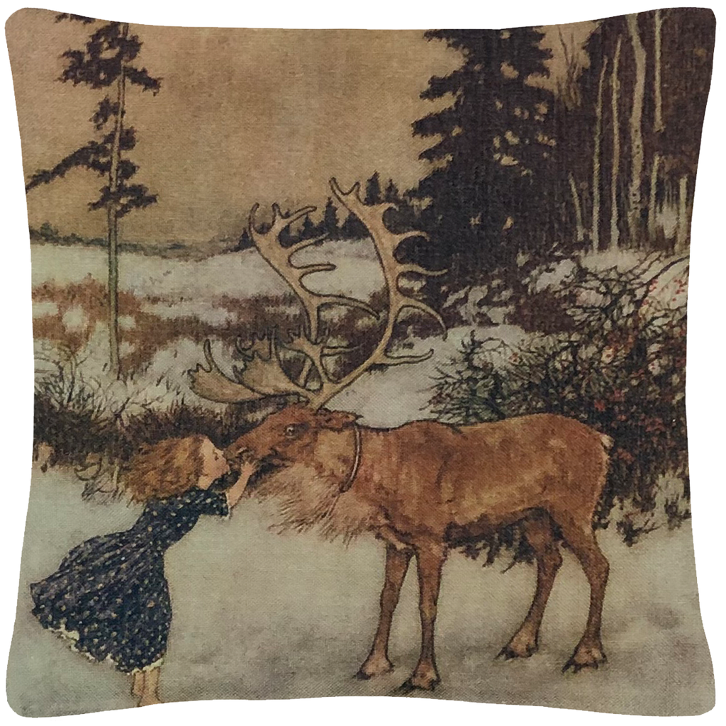 Gerta & the Reindeer  18" x 18" - Golden Hill Studio